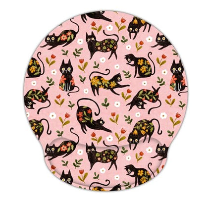 RICHEN Ergonomic Mouse Pad with Wrist Support,Non-Slip Rubber Base for Computer Laptop & Mac,Lightweight Rest for Home,Office & Travel (Flowers Cats) - color: Flowers Cats