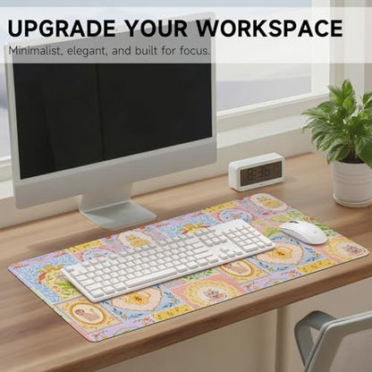 AUPET PU Leather Desk Pad Protector Blotter, Animal 35 x 17in Large Mouse Pad,Cute Office Desk Mat,Waterproof Non-Slip Desk Writing Drawing Pad for Office Home Game (Coffee Dogs) - color: Cat Queen