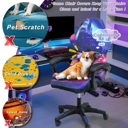 Gaming Chair Covers, 3D Printing One-piece Universal Fit Gaming Chair Seat Cover with Armrest Sloipcover(Color:Style 2) - color: Style 2