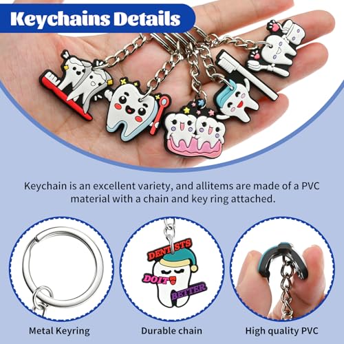 Keychains Bulk,Funny Key Chain for Prizes Incentives Holiday Gifts Birthday Party Favors - color: 20pcs Tooth Keychains