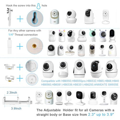67" Adjustable Height Baby Monitor Floor Stand Compatible with Nanit Pro & Flex Stand,Babysense HDS2/V43,HelloBaby HB65/HB6550/Pro/HB6560/HB66,Infant Optics DXR-8 Pro,Also Cameras with 1/4 Connection