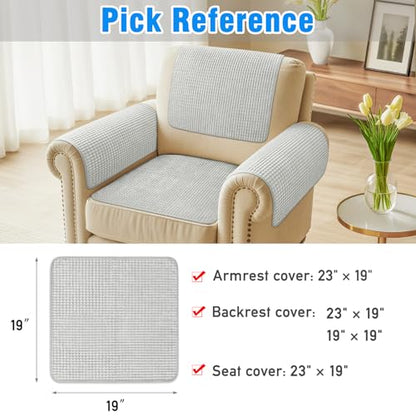 Couch Arm Covers, Sofa Arm Covers, Waterproof Armrest Cover for Sofa, Armchair, Loveseat, Headrest Cover, Non-Slip Recliner Arm Cover, Arm Chair Covers Set of 2 (Light Gray, 19"×19") - color: Light Gray, size: 19" x 19" - 2 pcs