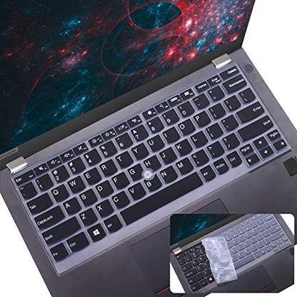 2Pcs Keyboard Cover for 13.3" Lenovo Thinkpad L13 X13, ThinkPad L13 Yoga, Thinkpad X13/X13 Yoga Gen 3/2/1 Thinkpad X380 X390 X395, ThinkPad X230S X240 X240S X250 X260 X270 X280 - color: Black+Clear