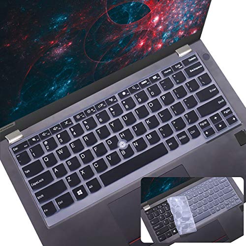 2Pcs Keyboard Cover for 13.3" Lenovo Thinkpad L13 X13, ThinkPad L13 Yoga, Thinkpad X13/X13 Yoga Gen 3/2/1 Thinkpad X380 X390 X395, ThinkPad X230S X240 X240S X250 X260 X270 X280 - color: Black+Clear