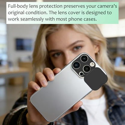 Camera Lens Cover Compatible for Phone 16 Pro/16 Pro Max/15 Pro/15 Pro Max/14 Pro/ 14 Pro Max Privacy and Security Protector, Strong Adhesive, Black (2 Pack)