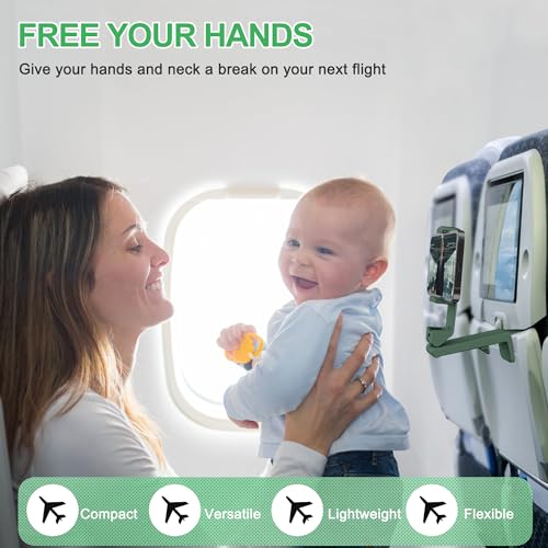 Perilogics Airplane Phone Holder Mount Universal in Flight Hands Free Viewing with Multi-Directional Dual 360 Degree Rotation (Evergreen) - color: Evergreen