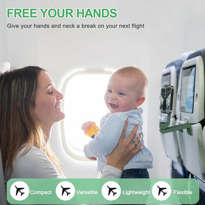 Perilogics Airplane Phone Holder Mount Universal in Flight Hands Free Viewing with Multi-Directional Dual 360 Degree Rotation (Evergreen) - color: Evergreen