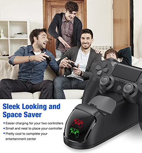 PS4 Controller Charger Dock Station with Charging Cable,1.8Hrs Fast Charge PS4 Remote Charging Station, Replacement for PlayStation 4 Dualshock 4 Charger for PlayStation 4 Games - color: Black-Green
