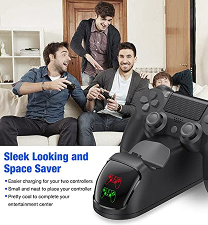 PS4 Controller Charger Dock Station with Charging Cable,1.8Hrs Fast Charge PS4 Remote Charging Station, Replacement for PlayStation 4 Dualshock 4 Charger for PlayStation 4 Games - color: Black-Green
