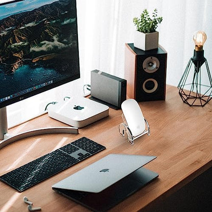 Mouse Holder Stand for Apple Magic Mouse 1 & 2 Easy Charging, Mouse Display Stand Compatible with Magic Mouse and Slim Flat Mice, Clear Acrylic Small Mouse Desktop Holder - style: sofa shape