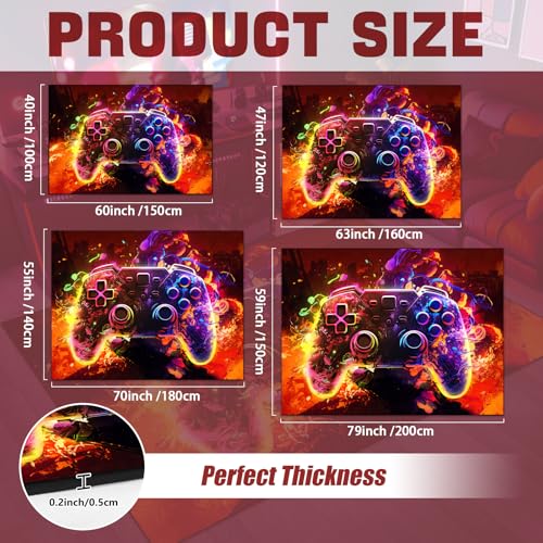 Gaming Area Rug Teen Boys Carpet, Colorful Gamepad Background Game Controller Design for Game Room, Boys Girls Bedroom Playroom, Living Room (Burning Ruins, 60" x 40") - color: Burning Ruins, size: 3'4" x 5' (Rectangular)