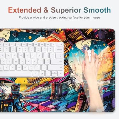 Large Anime Mouse Pad with Wrist Support 4 in1 Set, XXL Big Game Mousepad + Keyboard Wrist Rest+Mouse Wrist Rest Pad +Coaster Gaming Mat for Home Office Computer Boy Man I Strange Planet Space Scene - color: Strange Planet Space Scene