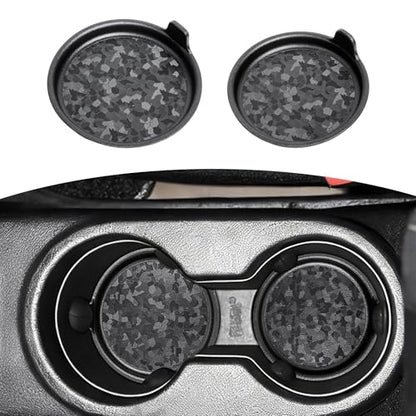 Cup Holder Inserts Coaster Compatible with 2012-2017 Jeep Wrangler JK 2/4 Door Accessories, Center Console Cupholder Pad, Non-Slip Drink Liner, Original Design, TPE, 2-Pcs Front Only - size: 2 Pack for JK Front