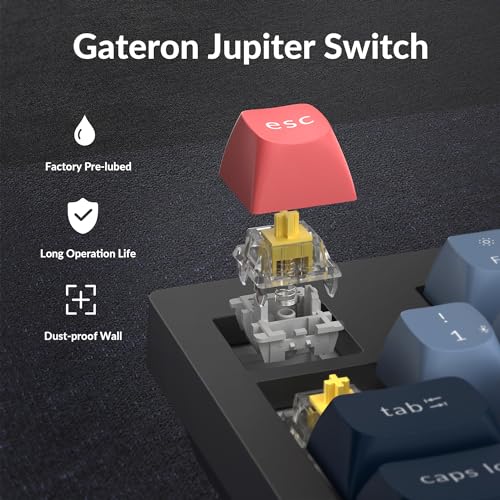 Keychron V5 Max Custom Wireless Mechanical Gaming Keyboard with Number Pad, 96% Layout QMK/VIA 2.4 GHz/Bluetooth 5.1/Wired, RGB Backlit Hot-Swappable Gateron Banana Switch for Mac Windows Linux - color: Gateron Jupiter Banana Switch