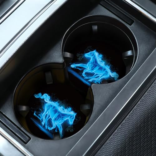2-Pack 2.75" Silicone Car Cup Holder Coaster Insert, Non-Slip Car Coasters, Universal Fit for Car SUV Truck Auto, Easy to Clean Cup Pad (Blue-Horse) - color: Blue-horse