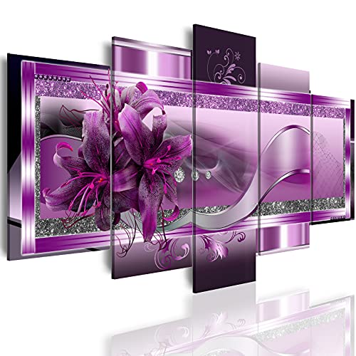 LUDUHU Purple Orchid Flowers Canvas Print - Abstract Floral Poster Wall Art Painting Decor for Home Decoration Artwork Picture Over Bedroom Purple Floral Painting(C,Oversize 60x30inch) - color: C, size: Oversize 60x30inch