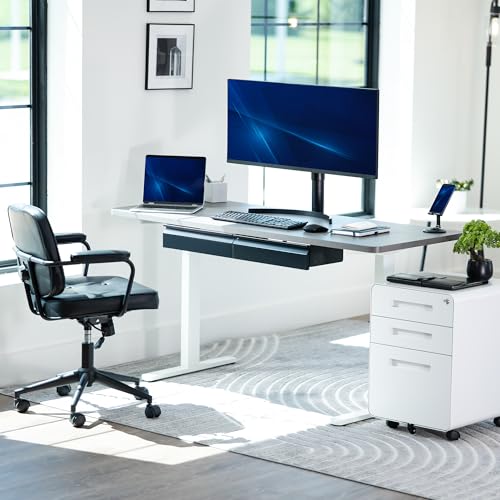 VIVO Black 32 x 9 inch Under Desk Slide Out Drawer Set, DESK-AC03A-2B | No Shell, Sturdy Steel Design, Under Desk Storage, Workstation Organizer for Home Office, 2 Drawers - 16 inches Each - color: Black, size: 36 Inch