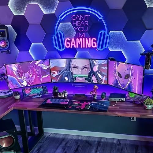 Kavaas Gaming Neon Sign, Can't Hear You I'm Gaming Headset LED Sign for Game Room Wall Decor - Headphone Neon Light Signs - Best Gamer Gifts for Teen Boys, Kids - color: Headphone_HPB