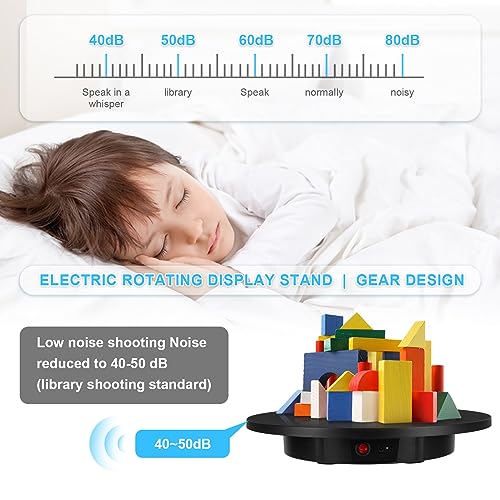 Motorized Rotating Display Stand, Remote Control Rotating Display Stand, 360 Degree Mute 330 Lbs Load Electric Rotating Platform for Photography Products, Live Video Show, Angle Speed, Wired