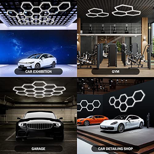 MODERN Hexagon LED Light,105W 12600LM 6500K, 3 Hexagonal LED Shop Light for Auto Shops, Malls & Work Areas - size: 3 HEX without Border