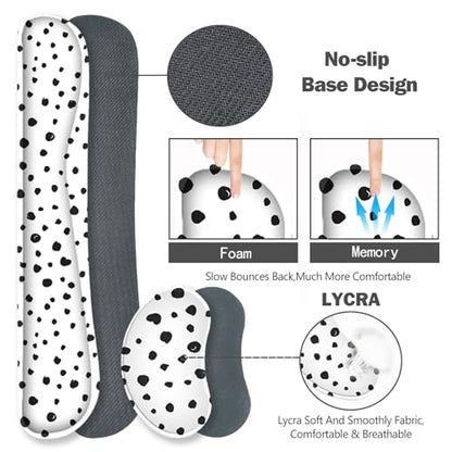 ToLuLu Extended Gaming Mouse Pad, Memory Foam Ergonomic Keyboard Mouse Wrist Rest Support Set, Large Desk Mat with Stitched Edges, Non-Slip Base Mousepad for Home Office Game and Study, Polka Dots - color: Polka Dots
