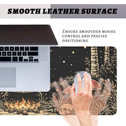Dark Fantasy Gaming Mouse Pad Skeleton Witch Scene Large Desk Mat Extended Large Laptop Keyboard Non-Slip Rubber Base with Stitched Edges for Home Office Computer Keyboard Laptop 31.5"x11.8" - color: Dark Fantasy