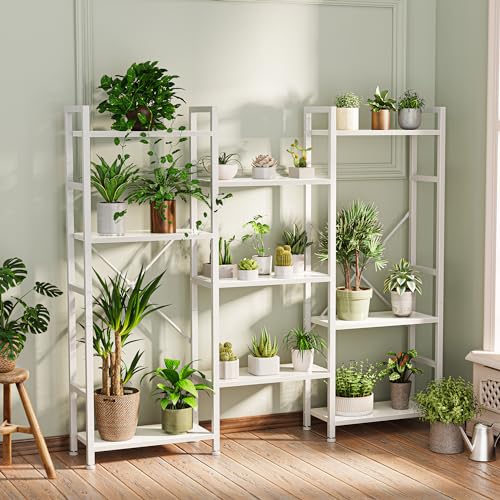 SUPERJARE Triple Bookshelf, Bookcase with 11 Open Display Shelves, Wide Book Shelf Book Case for Home & Office, 4 Tier, White - color: White, size: 4 Tier