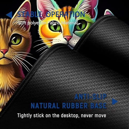 Large Mouse Pad + Keyboard Wrist Rest Set, Extended Gaming Mousepad (31.5X11.8 inch) with Non-Slip Rubber, Ergonomics Memory Foam Mouse Wrist Rest Support, Colorful Abstract Cat XXL Desk Pad - color: Yu-Mouse Pad-3-B34