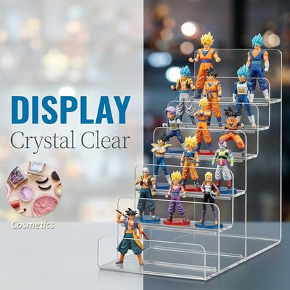 Cabilock 6-Tier Clear Acrylic Display Stand - Multi-Level Wallet Organizer for Sunglasses and Purse Display, Tiered Perfume & Cologne Stand for Men, Slim Riser for Artist Alley & Vendor Craft Show - size: 6 Tier Clear