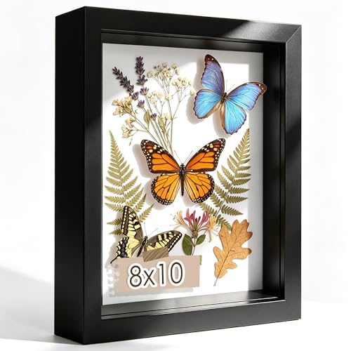 Picrit 8x10 Shadow Box Frame, Display Case Box with High Definition Real Glass and Black Back for Memorabilia, Baby Items, Wedding Memories, Crafts, Tickets and Photos, Black - color: Black, size: 8x10