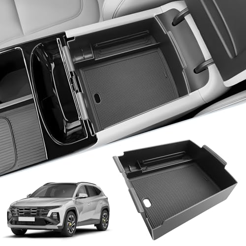 SKTU 2025 2026 Tucson Center Console Organizer for 2025 2026 Hyundai Tucson Limited/Hybrid Console Tray Hyundai Tucson 2025 2026 Accessories Tucson Organizer with Coin Holder (Only for Limited/Hybrid) - color: for 2025+ Tucson Limited/Hybrid