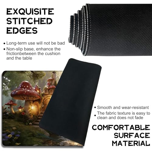 for MTG Playmat 24 x 14 Inches Enchanting Mushroom Houses Magic Play Mat Card Game Mat for Magic The Gathering TCG PTCG Playmat with Free Storage Bags Non-Slip Backing and Stitched Edge - color: Enchanting Mushroom Houses No With Zones