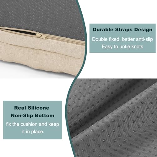 baibu Dining Chair Cushions Set of 2, Dual-Layer Memory Foam Kitchen Chair Cushions, Patented Design Seat Pads with Ties, 16.5 x 16.5 x 3.5in, Beige - color: Beige, size: 2 Count (Pack of 1)