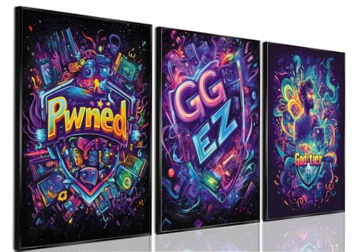 Yolbcdr Game Room Decor,Teen Boys Gaming Room Decor Accessories,3 Piece Wall Art, Gamer Posters for Teenage Wall Canvas Print for Bedroom (God-tier, 16"x24" Poster, Unframed) - color: God-tier, size: 16"x24" Poster