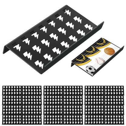 Yalikop 24 Pcs Trading Card Risers for Display Case Acrylic Modular Display Risers for Cardshow Vendor Sport Card Board Game (Lightning) - style: Lightning