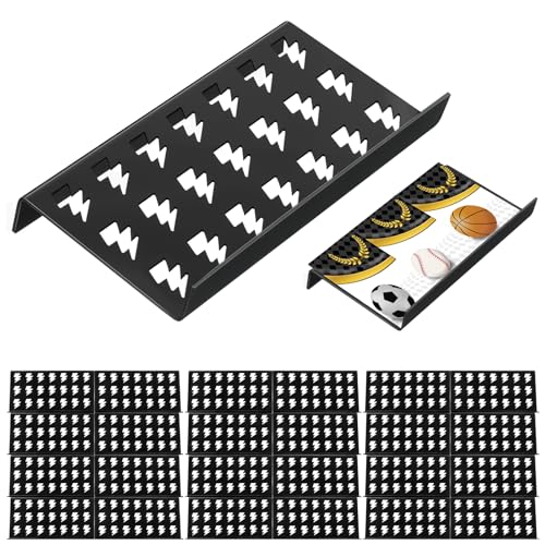 Yalikop 24 Pcs Trading Card Risers for Display Case Acrylic Modular Display Risers for Cardshow Vendor Sport Card Board Game (Lightning) - style: Lightning