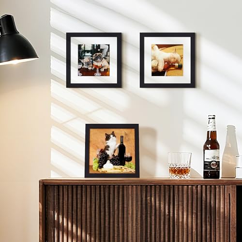 upsimples 7x7 Picture Frame, Display Pictures 5x5 with Mat or 7x7 Without, Wall Hanging Photo Frame, Black, 1 Pack - color: Black, size: 7x7