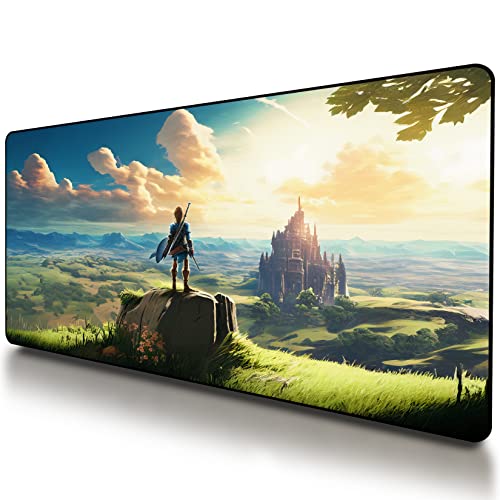 VNDL Gaming Mouse Pad XXL Extra Large Extended Non Slip - Anime Gaming Mouse Mat, Green, Black, Microfiber Cloth, Rubber, 31.5 x 15.7 in - color: Green, Black
