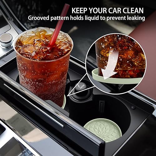 ME.FAN Car Coasters for Cup Holders [4 Pack] - 2.75In Silicone Auto Mug Mats - Universal Non-Slip Recessed Car Interior AccessoriesDesert Sage - color: 4pack-desert Sage