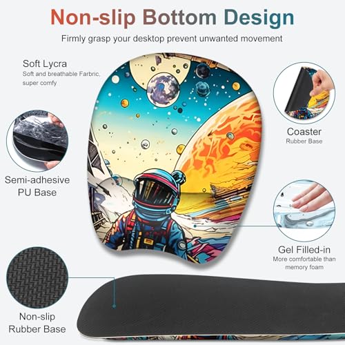 Large Anime Mouse Pad with Wrist Support 4 in1 Set, XXL Big Game Mousepad + Keyboard Wrist Rest+Mouse Wrist Rest Pad +Coaster Gaming Mat for Home Office Computer Boy Man I Strange Planet Space Scene - color: Strange Planet Space Scene