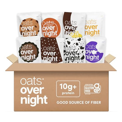 Oats Overnight Dessert Variety Pack - High Protein, High Fiber Breakfast Protein Shake - Gluten Free Oatmeal, Non GMO High Protein Oatmeal - Salted Toffee, Chocolate Satin Pie & More Flavors (8 Pack) - size: 2.6 Ounce (Pack of 8)