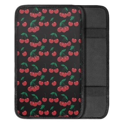 Wanyint Cherry Print Auto Center Console Pad, Cartoon Fruits Print Car Armrest Seat Box Cover Protector Universal Fit for Most Cars SUV - color: Cherry Print