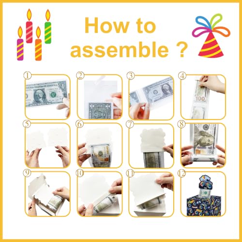 Azbuk Surprise Birthday Money Box for Cash Gift Pull Truck Lover | Included Happy Birthday Card and 35 Pcs Transparent Bags, Fun Birthday Gift for Women Men - color: multicolor1572
