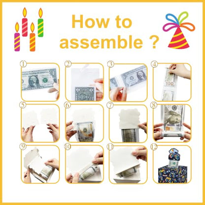 Azbuk Surprise Birthday Money Box for Cash Gift Pull Truck Lover | Included Happy Birthday Card and 35 Pcs Transparent Bags, Fun Birthday Gift for Women Men - color: multicolor1572