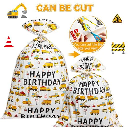 gisgfim Extra Large Construction Birthday Gift Bag Printed Children's Engineering Vehicles Excavator Goodie Bag 37x56 Inch Jumbo Gift Bags for Boys Kids Birthday Party Baby Shower Decoration Supplies - style: Construction