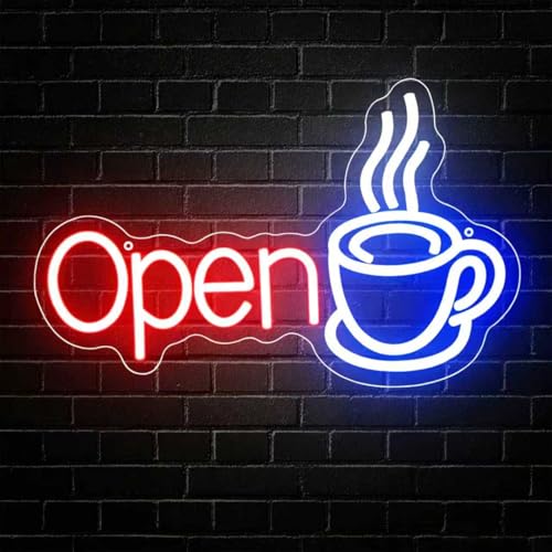 Coffee Open Neon Sign, Coffee Led Neon Light Signs for Coffee Bar Wall Decor Business Light up Sign for Coffee Station Cafe Shop Store Gift Dimmable USB Powered(13.8"*8.7") - style: COFFEE OPEN