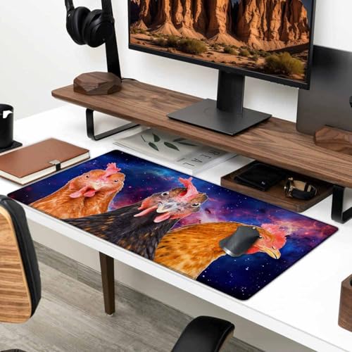 Large Extended Gaming Mouse Pad with Stitched Edges, Non-Slip Rubber Base Mouse Pad for Office, Computer, Keyboard, Laptop and Home Desk Pad 31.5X15.7 Inch Three Chickens - color: Three Chickens, size: 31.5L x 15.7W inches