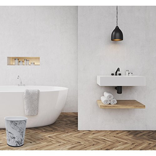 Bath Bliss 5 Liter Small Wastebasket | Round Open Top | Trash Can | Bathroom | Bedroom | Kitchen | Office | Dorm | Disposal Waste Bin | Garbage | Marble - color: Marble, size: 1 Pack