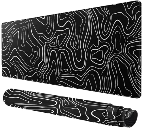 Rcege Large Mouse Pad for Desk - Gaming Mouse Pad with Stitched Edges, Anti-Slip Base for Keyboard and Mouse (Topographic Line,23.6x11.8 inch) - color: Topographic Line, size: 23.6L x 11.8W inches