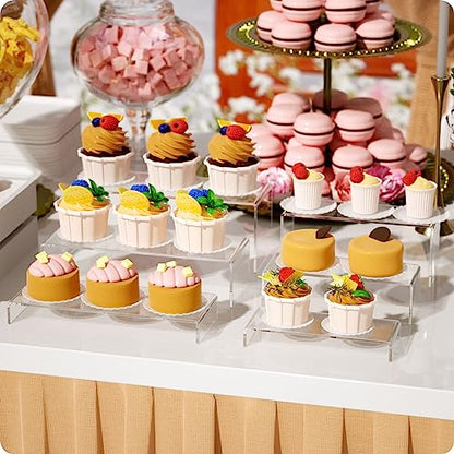 NIUBEE Acrylic Display Riser, 6 Pcs 12" Large Acrylic Risers, 2 Set Clear Rectangular Stands for Candy Dessert Cupcakes, Collectibles Display Stands Shelf for Display for Funko POP Figures - size: 12 inches